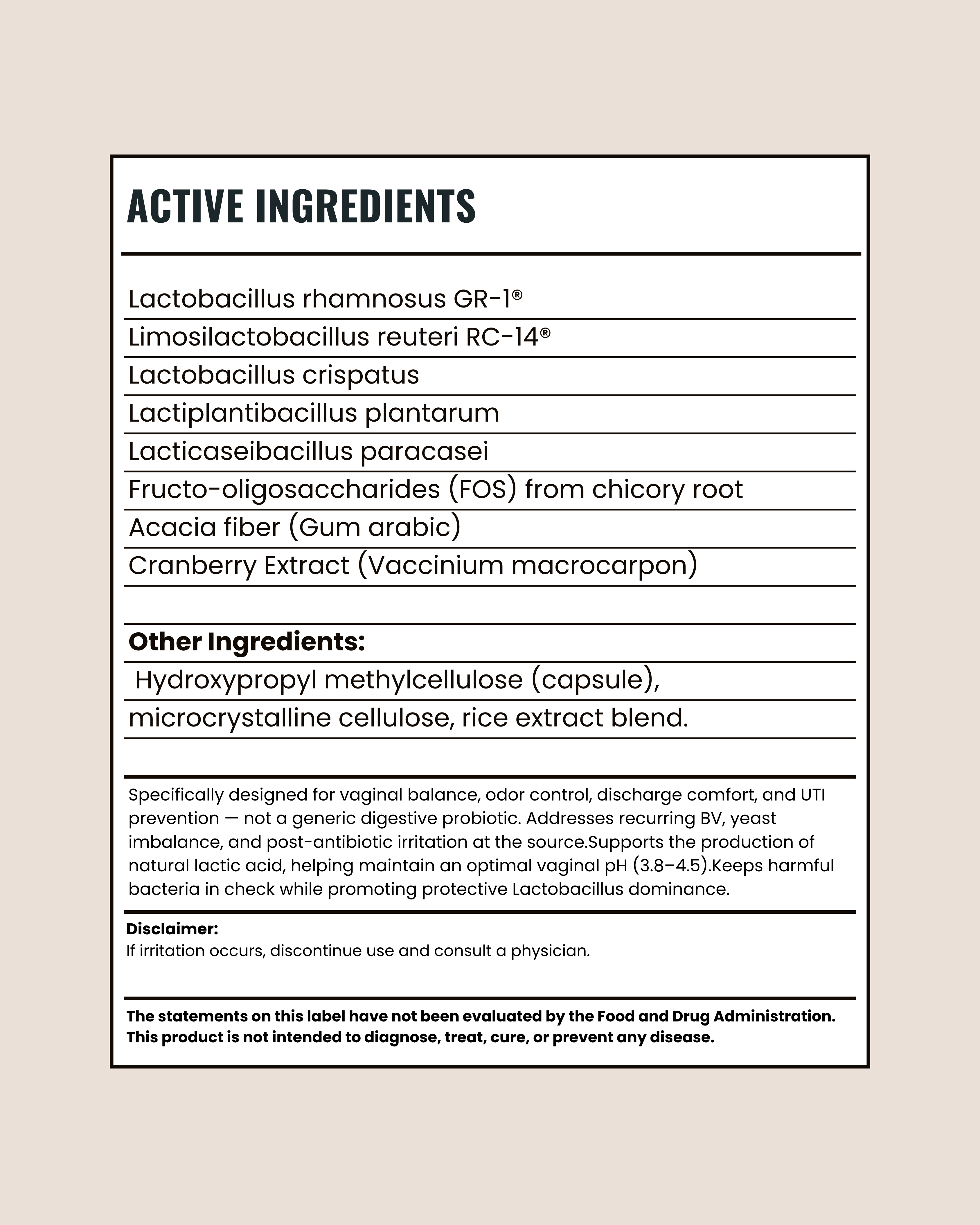 Clinically Vaginal Probiotic Capsules